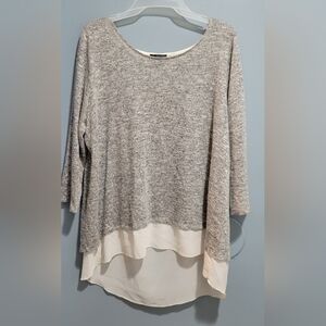 The Limited Sweater Women's Size Large Gray Pullover Sheer Back Slit Boat neck